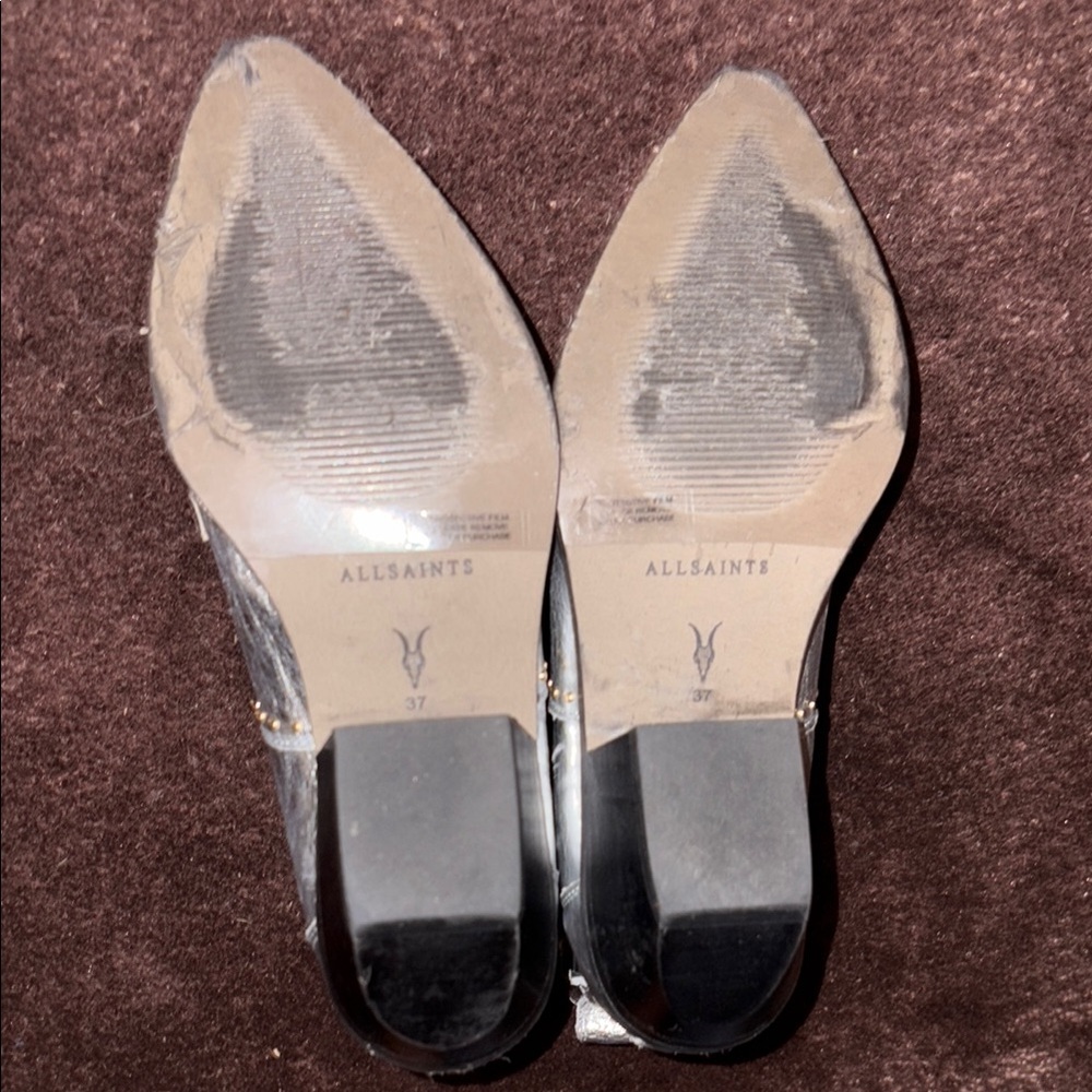 All Saints Metallic Silver and Gold Ankle Booties with Sleek Silhouette - Picture 4 of 6